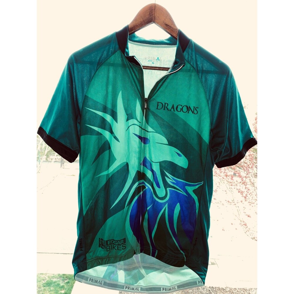 Primal Wear‎ Dragons Men's Jersey XL Race Cut Edgar Bikes Green Cycling Vintage